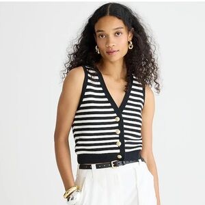 J. Crew Black and White Striped Tank Top